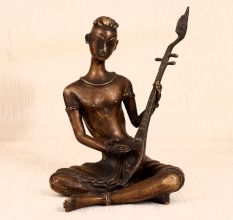 Handmade Finest Brass Lady Musician Statue for Collection