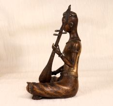 Handmade Finest Brass Lady Musician Statue for Collection