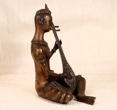 Handmade Finest Brass Lady Musician Statue for Collection