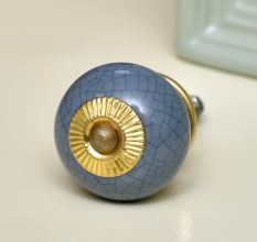 Grey Crackle Ceramic Drawer Knob