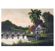 Hand-Painted Paper Painting of Scenery for Home Decoration
