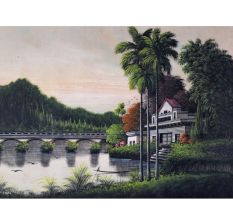 Hand-Painted Paper Painting of Scenery for Home Decoration