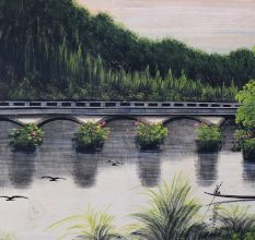 Hand-Painted Paper Painting of Scenery for Home Decoration