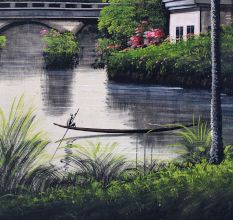 Hand-Painted Paper Painting of Scenery for Home Decoration