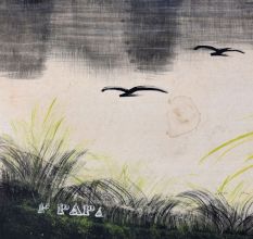 Hand-Painted Paper Painting of Scenery for Home Decoration