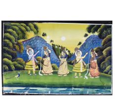 Paper Painting of Lord Krishna and Gopis for Prayer Room