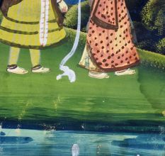 Paper Painting of Lord Krishna and Gopis for Prayer Room