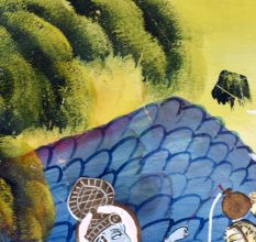 Paper Painting of Lord Krishna and Gopis for Prayer Room