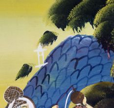 Paper Painting of Lord Krishna and Gopis for Prayer Room
