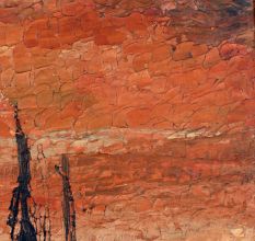 Board Painting of Boats During Sunset by Artist Jayanti Kumari