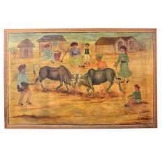 Two Bulls Fighting Stunning Canvas Painting for Hanging