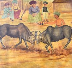 Two Bulls Fighting Stunning Canvas Painting for Hanging