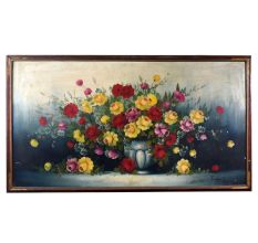 Hand-Painted Board Painting of Flower Vase for Decoration