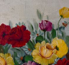 Hand-Painted Board Painting of Flower Vase for Decoration