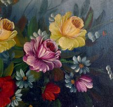 Hand-Painted Board Painting of Flower Vase for Decoration