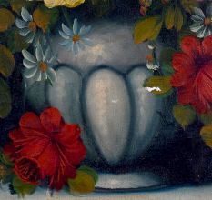 Hand-Painted Board Painting of Flower Vase for Decoration