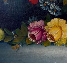 Hand-Painted Board Painting of Flower Vase for Decoration