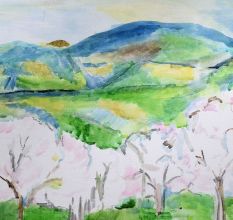 Canvas Painting of Scenery by Artist Rosemarie Gorke for Decoration