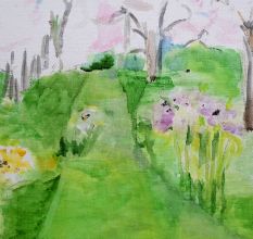 Canvas Painting of Scenery by Artist Rosemarie Gorke for Decoration