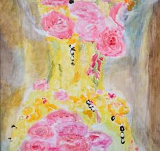 Adorable Canvas Painting of Flower Bouquet by Rosemarie Gorke