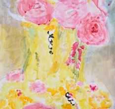 Adorable Canvas Painting of Flower Bouquet by Rosemarie Gorke