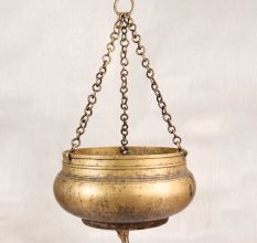 Traditional Nandi Hanging Pot Made of Brass for Temple