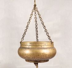 Traditional Nandi Hanging Pot Made of Brass for Temple
