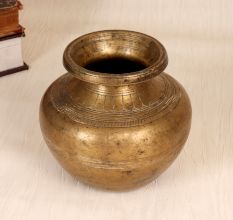 Handcrafted South Indian Brass Holy Water Pot for Flower Decor
