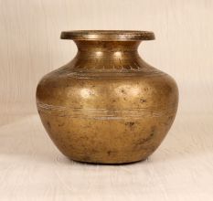 Handcrafted South Indian Brass Holy Water Pot for Flower Decor