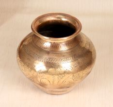 Sturdy Gujarati Handmade Brass Holy Water Pot for Decoration