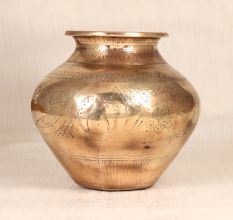 Sturdy Gujarati Handmade Brass Holy Water Pot for Decoration