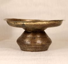 Handcrafted Dark Finish Brass Silapchi Pot with Engraving for Decor