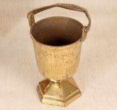 English Art Vintage Brass Cup with Handle for Flower Decor