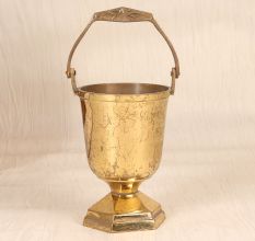English Art Vintage Brass Cup with Handle for Flower Decor