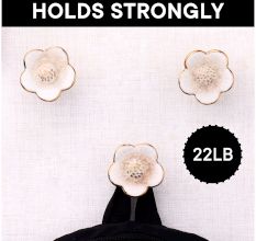 White Gold Daffodils Ceramic Wall Hooks-3 Pieces