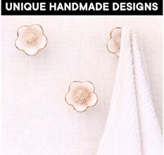 White Gold Daffodils Ceramic Wall Hooks-3 Pieces