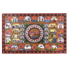 Lord Krishna's Life Pattachitra Cloth Paper Painting for Decoration