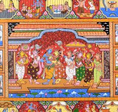 Hand-Painted Beautiful Lord Krishna's Cloth Paper Painting