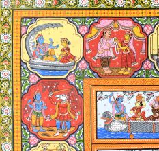 Hand-Painted Beautiful Lord Krishna's Cloth Paper Painting