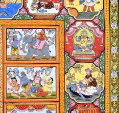 Hand-Painted Beautiful Lord Krishna's Cloth Paper Painting