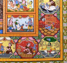 Hand-Painted Beautiful Lord Krishna's Cloth Paper Painting