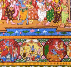 Hand-Painted Beautiful Lord Krishna's Cloth Paper Painting