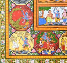 Hand-Painted Beautiful Lord Krishna's Cloth Paper Painting