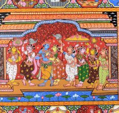 Hand-Painted Beautiful Lord Krishna's Cloth Paper Painting