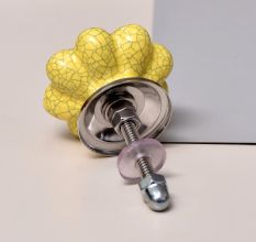 Yellow Crackle Ceramic Wardrobe Knob
