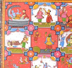 Beautiful Pattachitra Painting of Lord Krishna's Life for Decoration