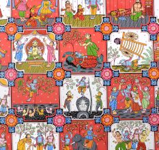Beautiful Pattachitra Painting of Lord Krishna's Life for Decoration