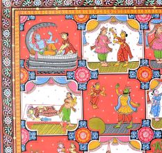 Beautiful Pattachitra Painting of Lord Krishna's Life for Decoration