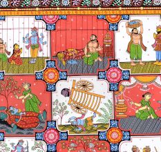 Beautiful Pattachitra Painting of Lord Krishna's Life for Decoration