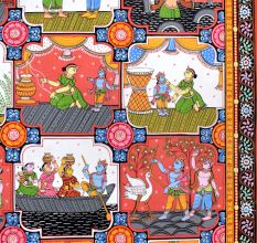 Beautiful Pattachitra Painting of Lord Krishna's Life for Decoration